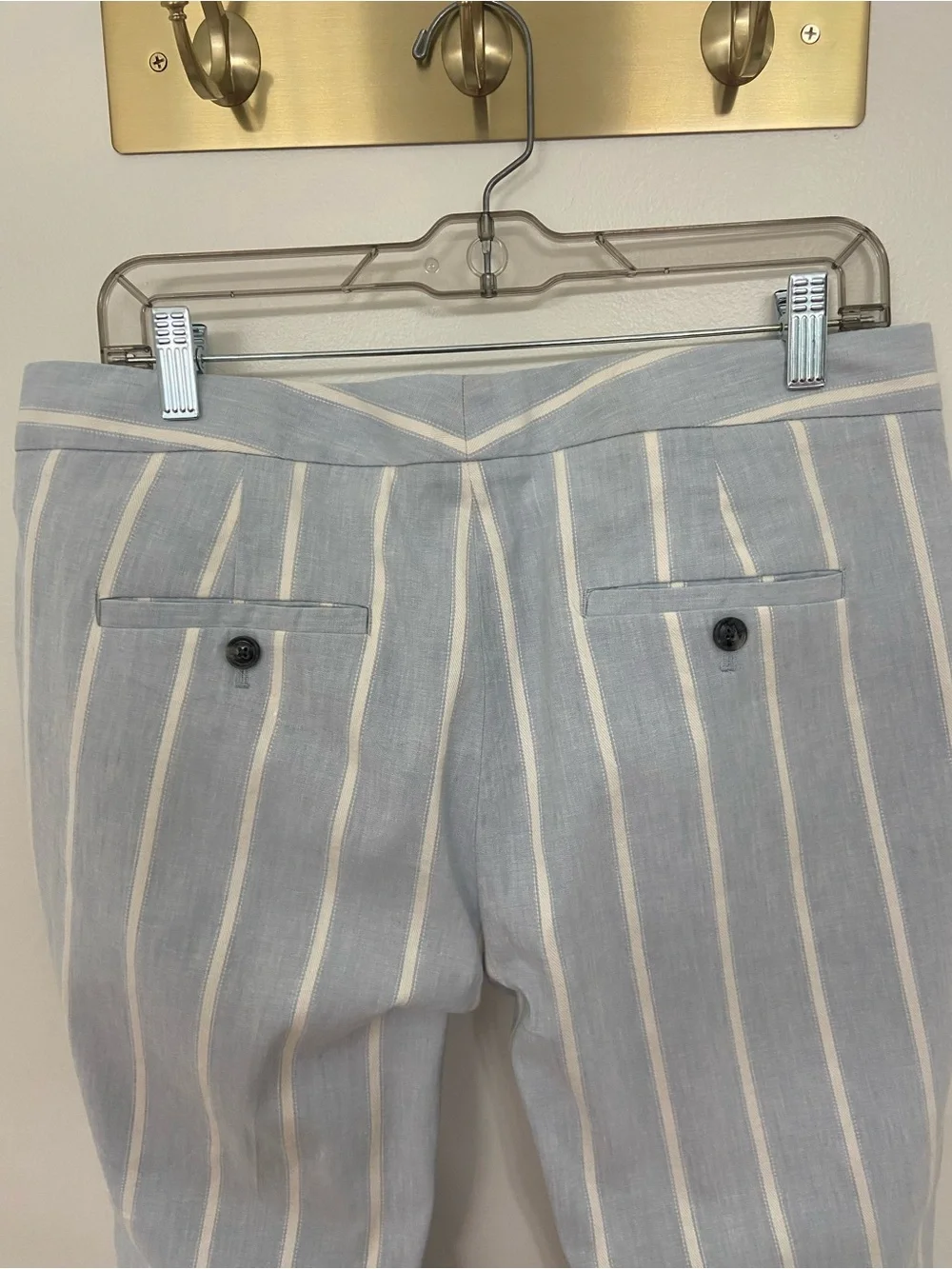 Banana Republic Avery Petite 10 Blue White Striped Ankle Pants Coastal Preppy